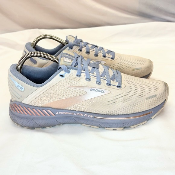 Brooks Shoes - Brooks Adrenaline GTS 22 Shoes Women's Beige Blue Running Sneakers Size 9